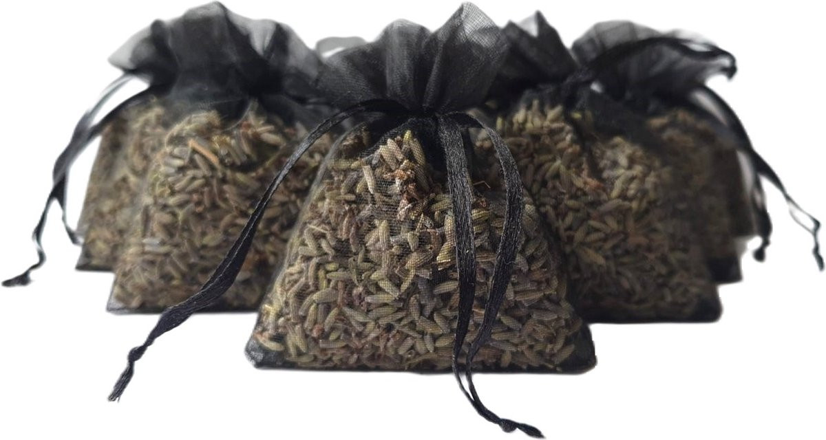 Bonheur de Provence® Lavendel geurzakjes met biologische lavendel uit de Provence, 10 stuks à 6 gram, zwart