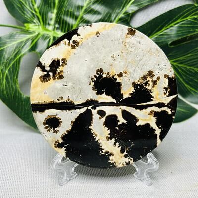 On Spot Shop Hand Polished Natural Rock Picture Stone Round Coasters, Abstract Spiritual Healing Witchcraft Decor, Holiday & Home 1