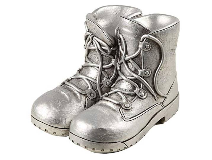 Spardose Stiefel Silber 15x13x12cm Sparbox Sparbüchse Urlaubskasse Sparschwein