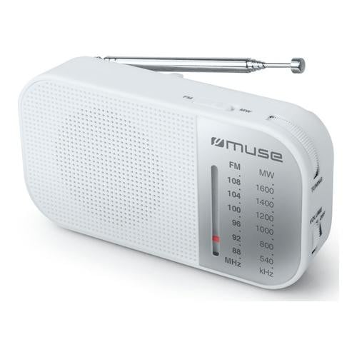 Muse M-025 RW Draagbare Analoge Radio met FM en MW, Wit