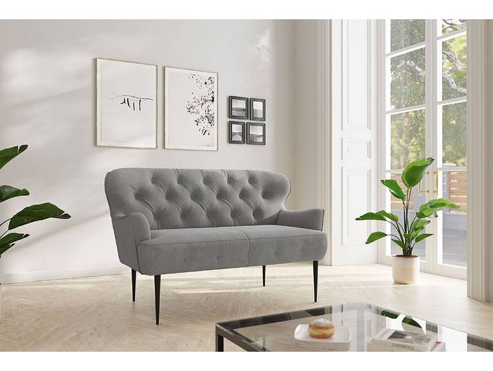 2-Sitzer Sofa Lodging Grau Flachgewebe Euron 153 x 97 x 87cm Landhaus