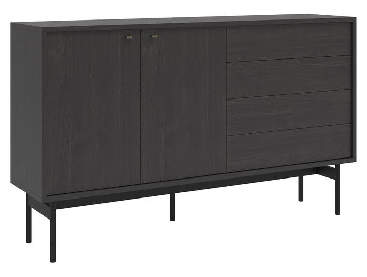 Selsey Olar II - Buffet 2 portes\, en bois de frêne Portland\, finition noire\, 154 cm