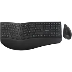 Perixx Wireless Ergonomic Silent DE Keyboard with Vertical Mouse (DE, Kabellos), Tastatur, Schwarz