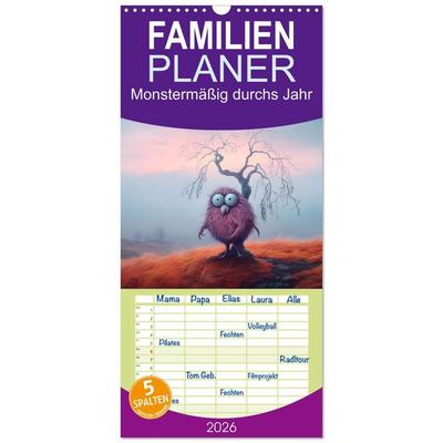 Familienplaner 2026 - Monstermäßig durchs Jahr mit 5 Spalten (Wandkalender, 21 x 45 cm) CALVENDO