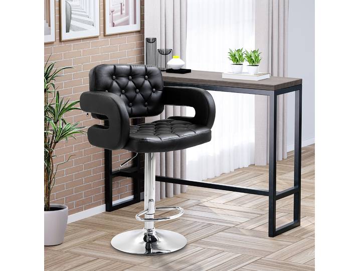 HOMCOM Tabouret Bar Pivotant Réglable avec Dossier Noir