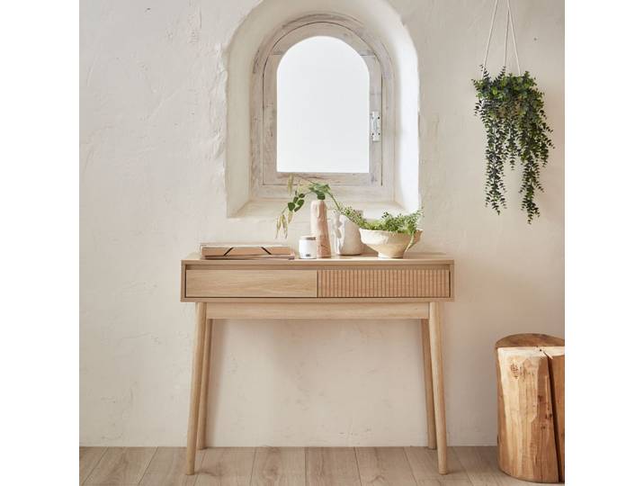 Console décor bois 2 tiroirs