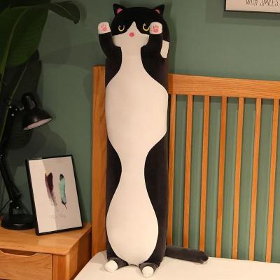 Uplift Essentials Cute Long Cat Plush Pillow For Cozy Sleep & Cuddles 27.6 In black