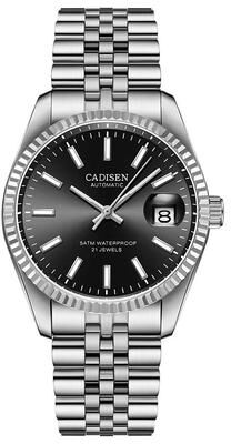 Inspired Finds CADISEN Automatic Mechanical Watch For Men Stainless Steel Luxury Waterproof Business Wristwatch black