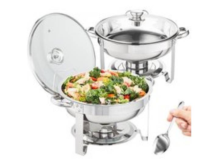 VEVOR Chauffe-Plat Lot de 2 Bacs de 3,5 L Buffet Chauffant à Combustible Réchaud Inox Alimentaire Rond Récipient Maintient au Chaud pour Servir Buffet en Libre-Service Hôtel Traiteur Restauration