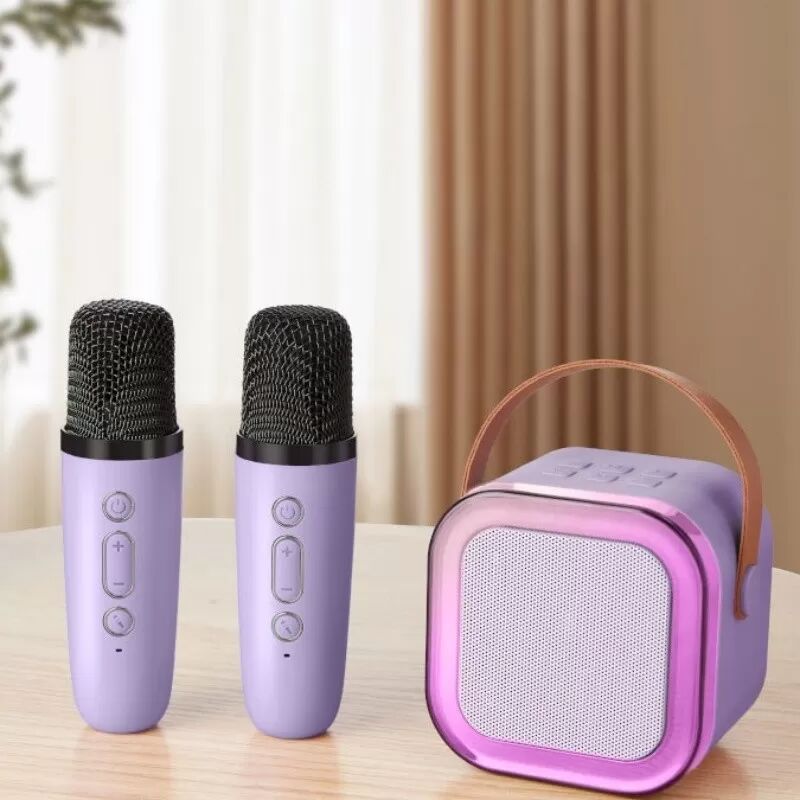 INF Tragbarer Bluetooth Karaoke Lautsprecher (Basic Edition) mit Dual-Mikrofonen und Lautsprecher Violett