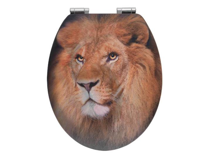 WC-Sitz Lion MDF Mitteldichte Holzfaserplatte Befestigung: Zinkdruckguss Multicolor 38 x 45 x 38cm