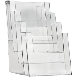 Prospekthalter, Polystyrol, hoch, Taymar 4 x A5, PS, transparent
