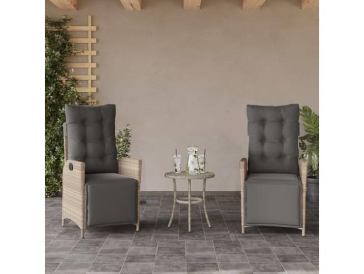 ZQQLVOO Gartensessel mit Fußteil 2 Stück Verstellbar Hellgrau Poly Rattan Verstellbarer Liegesessel, abnehmbare Bezüge, pulverbeschichteter Stahl, pflegeleicht, für Balkon Terrasse
