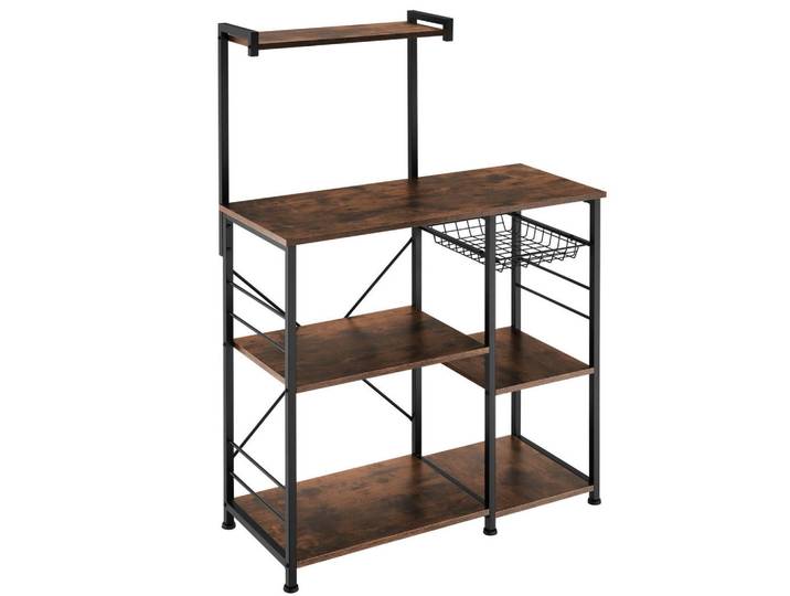 tectake Küchenregal Crawley, 90 x 40 x 131,5 cm, Industrial Holz dunkel, rustikal, Rostfarben, Rechteckig, 40x131.5x90 cm, Küchen, Küchenmöbel