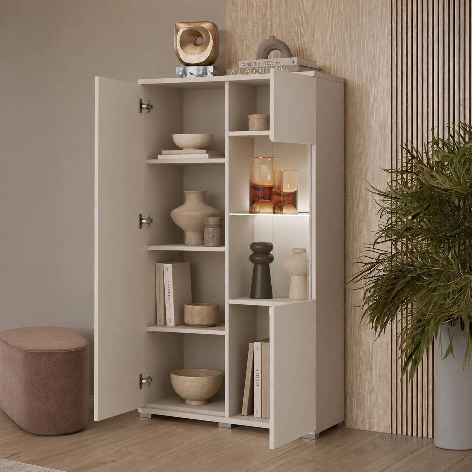 garneroarredamenti Vetrina 80x140h cm 2 ante beige cashmere Ischia