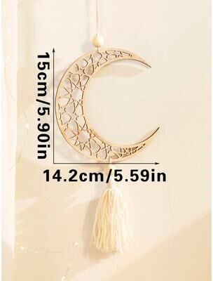 Uplift Treasures Wooden Ramadan Moon Hanging Ornament Eid Mubarak Decor tk866 ms9779