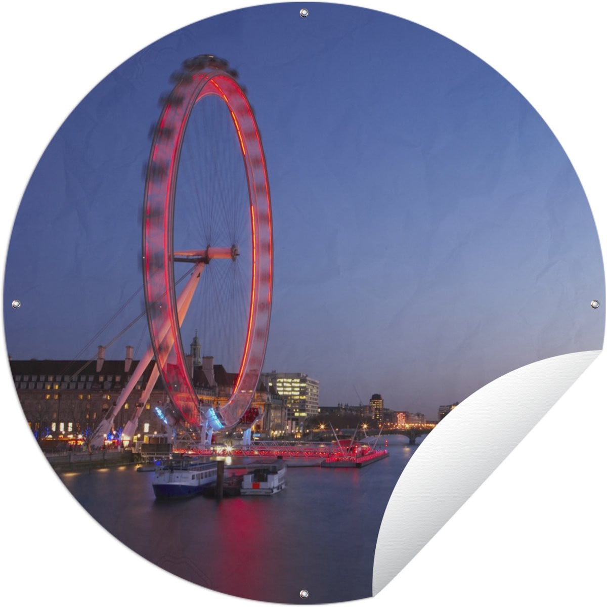 Tuincirkel Londen Ronde Tuinposter met London Eye Reuzenrad - 150 x 150 cm