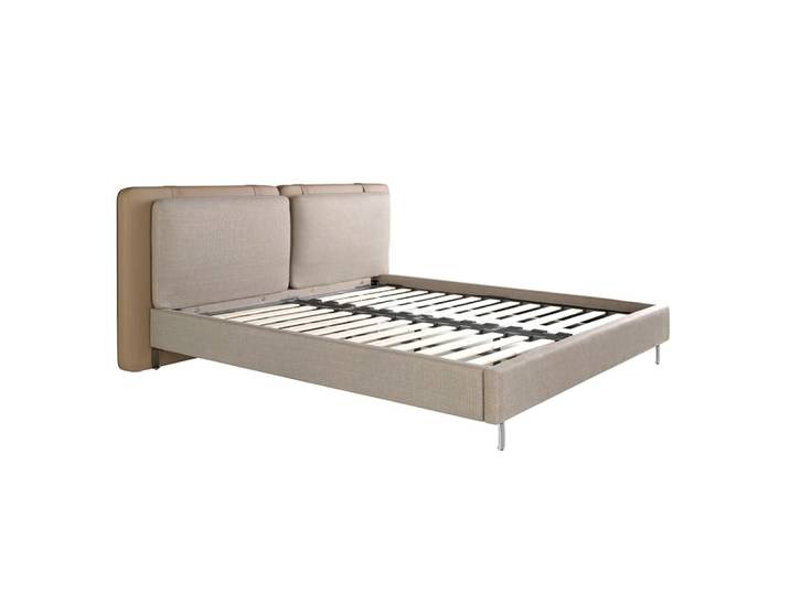 Lit en simili cuir vison et tissu gris