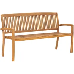 vidaXL Gartenbank 3-Sitzer Stapelbar 159 cm Massivholz Teak