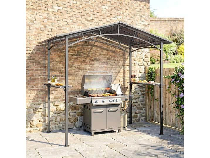 Outsunny Pavillon Jardin 2.5x1.5m Alu Noir Toit Polycarbonate
