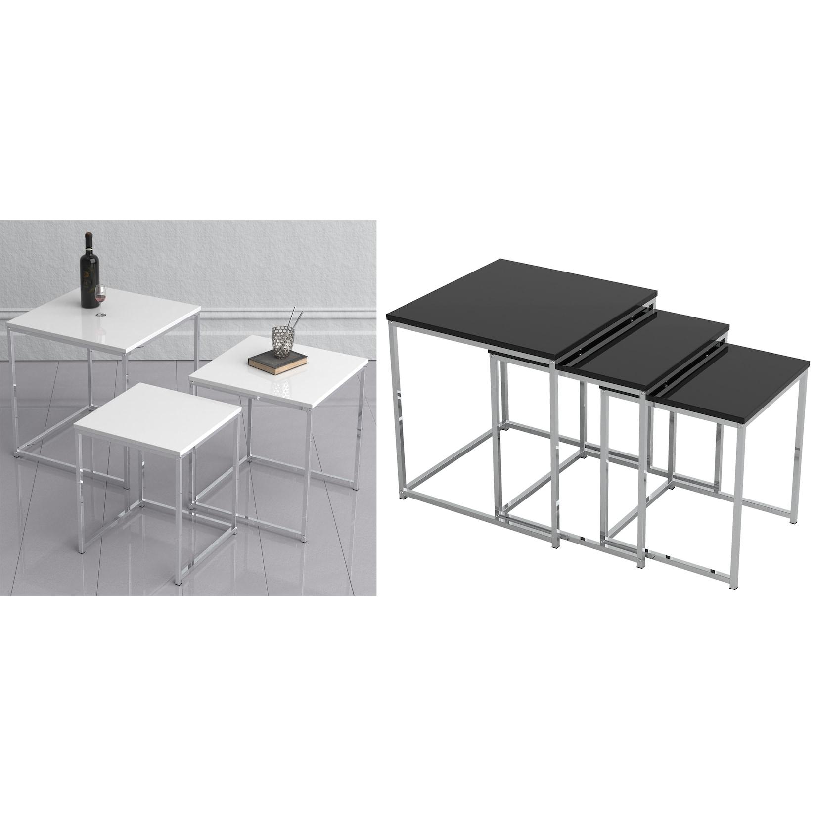 VCM 3-tlg. Set Beistelltisch Couchtisch schlicht Sofatisch aus Metall und MDF Kaffeetisch - Glisal