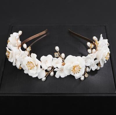 Fashion Sheath Luxury Gold Pearl Rhinestone Bridal Headband Handmade Flower Crown For Weddings, Parties, And Prom Hair Accessories gold