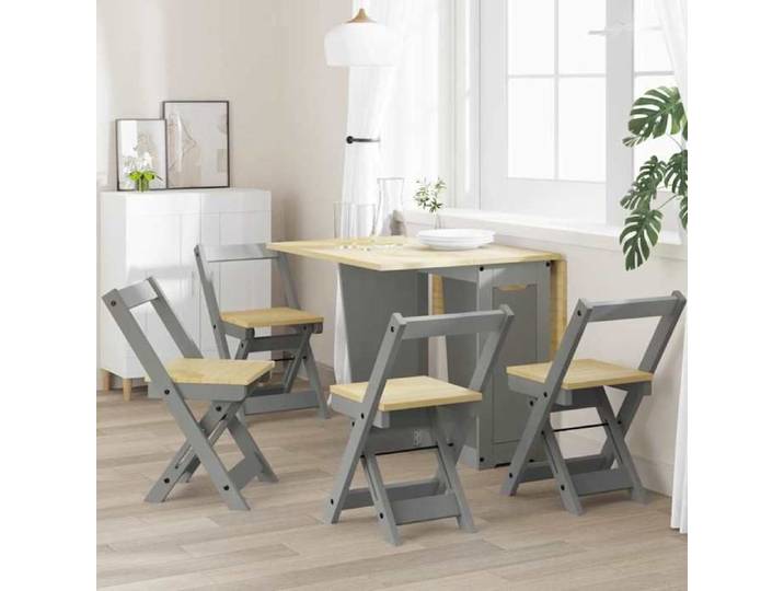 Moderne Chaises pliantes - 4 pièces - « Corona » en pin massif - gris - 40x47x71.5 cm - Tabouretcouloir @FR 9694