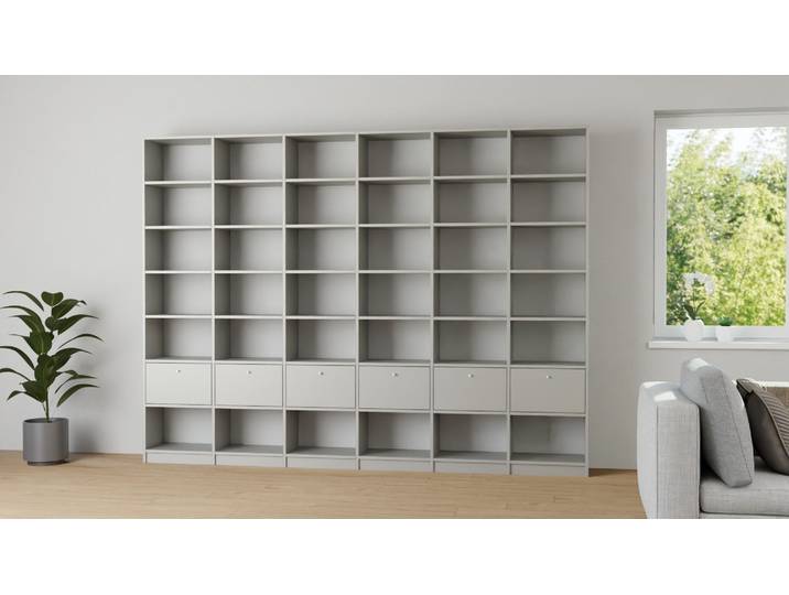 Bibliothèque large - Adaptez le design qui vous plaît en quelques minutes Mélaminé premium Gris