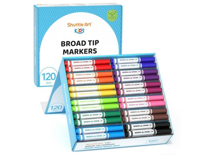Filzstifte Set 120 Stück auswaschbar 12 Farben, Mehrfarbig, Kunststoff, 25.4x7.6x38.1 cm, Dekoration, Malbedarf & Bastelbedarf