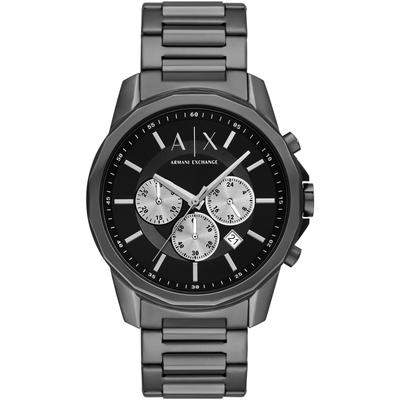 Chronograph ARMANI EXCHANGE, grau (anthrazit, schwarz), Armbanduhren, Herren, Chronograph, Quarzuhr, Armbanduhr, Herrenuhr, Edelstahlarmband, analog, Tag