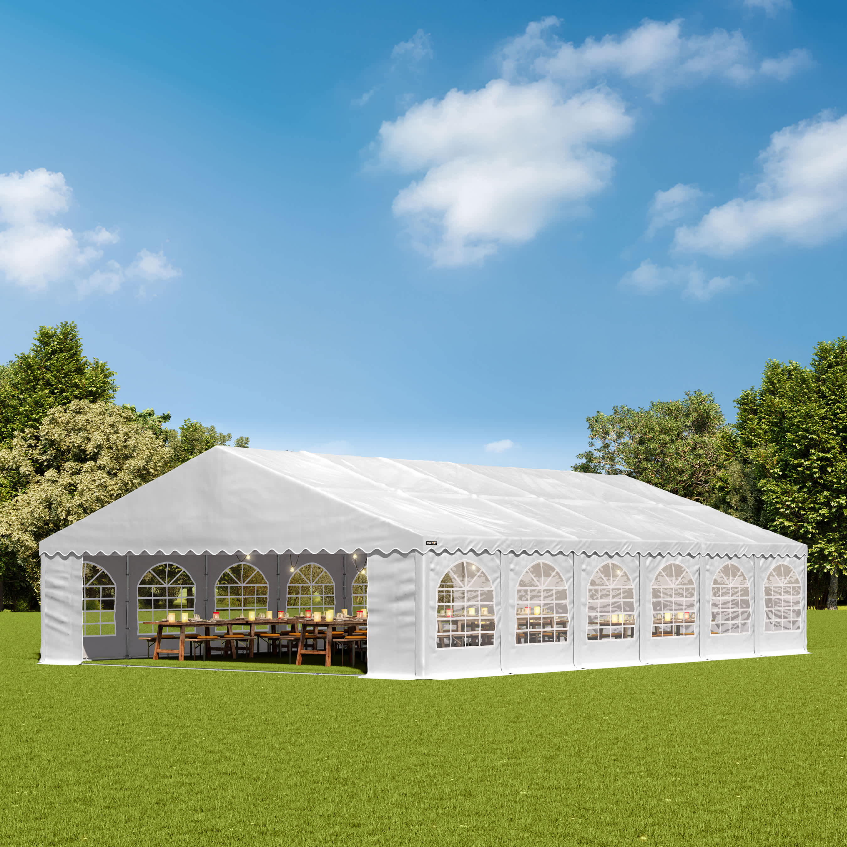 TOOLPORT 8x12m Marquee / Party tent w. ground frame, PVC 800, white - (7861)