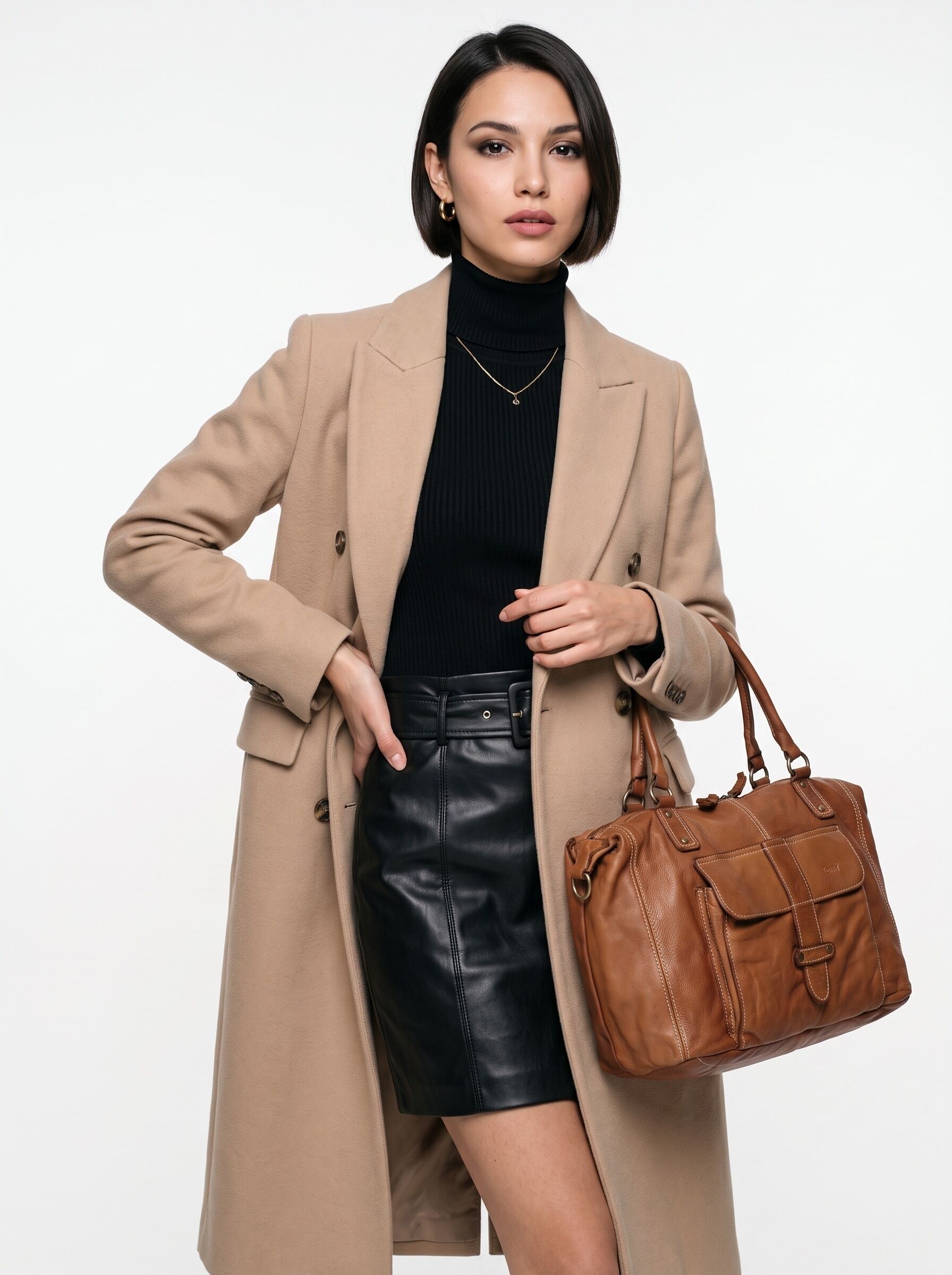 Shopper FORTY "FORTY Damen echt Leder, Made in Italy", Damen, Gr. B/H/T: 46cm x 30cm x 18cm onesize, braun, Leder, Taschen Shopper, echt Leder, Made in Italy braun B/H/T: 46cm x 30cm x 18cm onesize