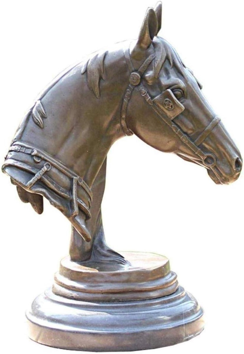 Handgemaakt bronzen sculptuur van een paardenhoofd voor decoratie van je interieur, bronskleurig