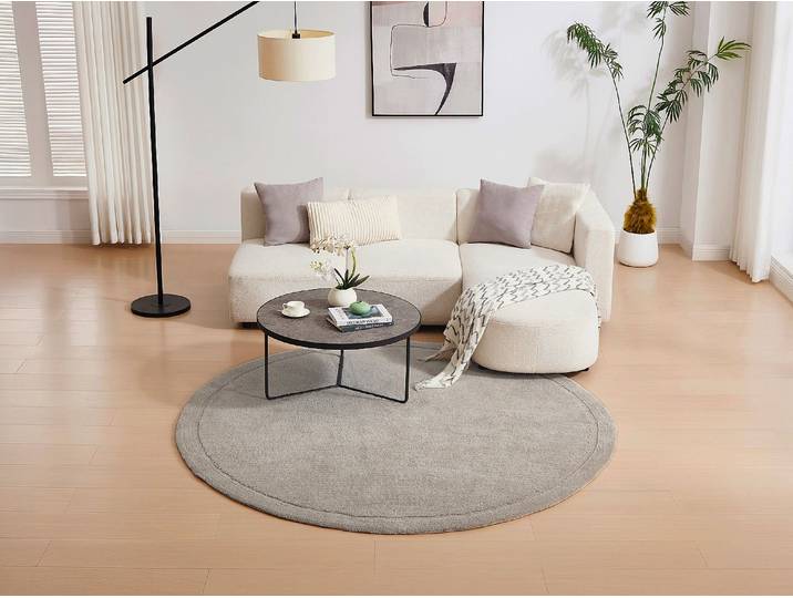 Runder Teppich mit mittellangem Flor - 200 x 200 cm - Taupe - VELINA