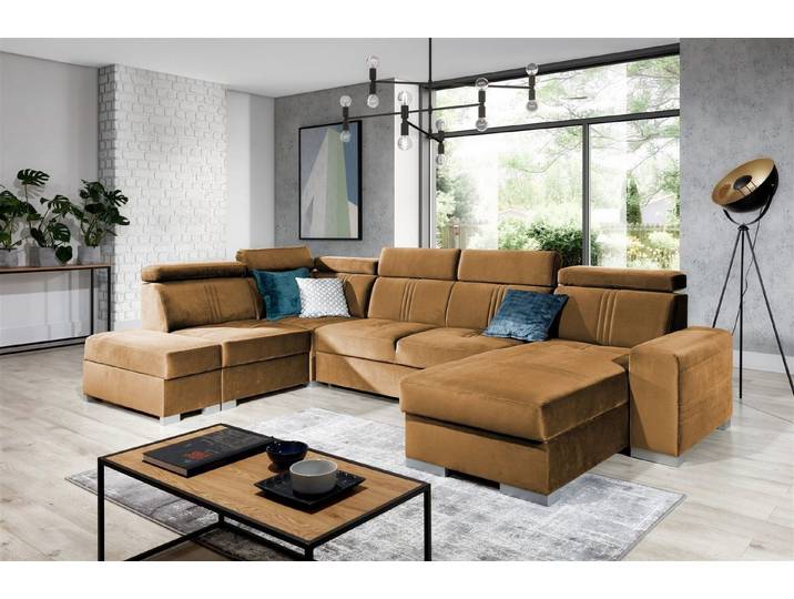 Fun Möbel Wohnlandschaft Wohnlandschaft Schlafsofa NOLAN inkl. USB-Anschluss, inkl. Bettkästen, Kopfteil verstellbar, Rundumbezug, inkl. USB-Anschluss