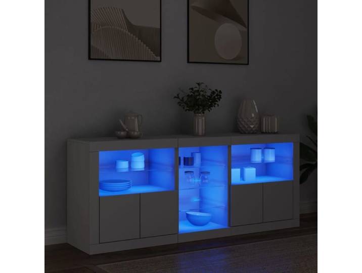 (Blanc) Buffet bahut - Buffet Enfilade avec lumières LED blanc 162x37x67 cm 847894