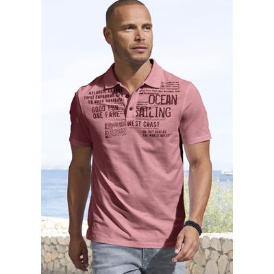 Poloshirt JOHN DEVIN "mit Print", Herren, Gr. XL (56/58), rot (rosenholz), Slub, Obermaterial: 100% Baumwolle, bedruckt, regular fit, Rundhals, abgesteppte Kante, Shirts, Regular-Fit, aus Slub-Qualität, mit Print