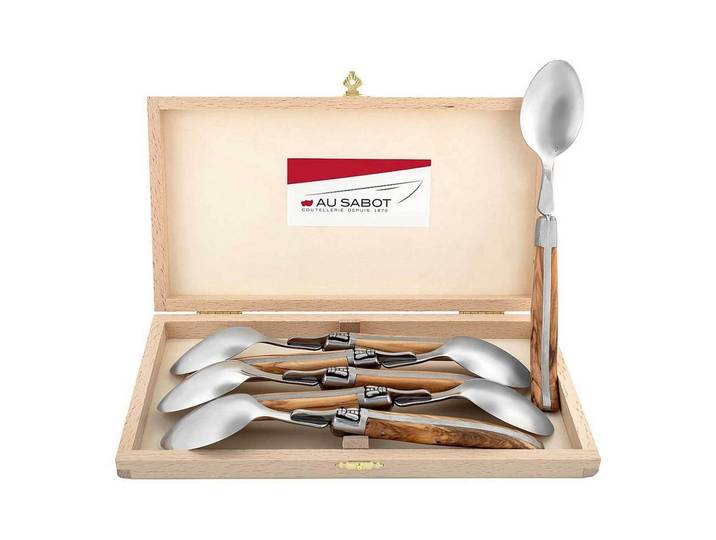 Au Sabot Besteck-Set Au Sabot Laguiole Esslöffel-Set, Olivenholz
