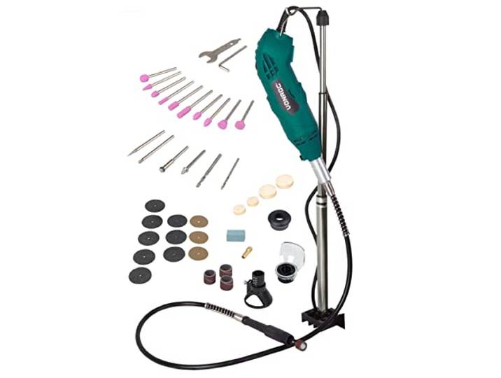 VONROC Multitool – Roterend – 160W – Incl. 40 accessoires, 2 opzetstukken, flexibele as en opbergtas