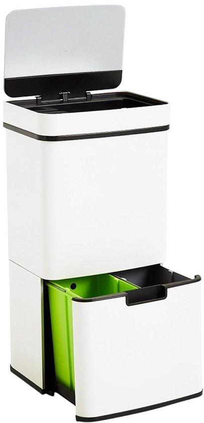 Famanu Mülleimer mit Sensor und Doppelkammer - 67 L Edelstahl
