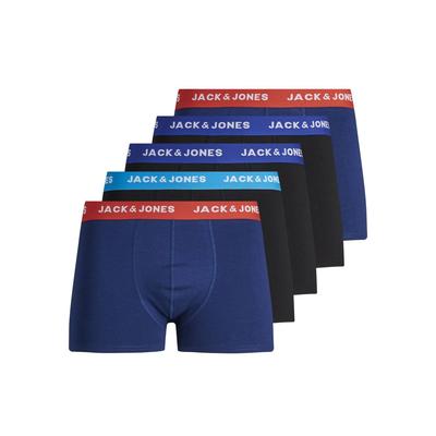 Boxershorts JACK & JONES "Boxershort JACLEE TRUNKS 5 PACK 5er Pack", Herren, Gr. S, schwarz (schwarz, blau), Obermaterial: 95% Baumwolle CO. 5% Elasthan EL., Unterhosen