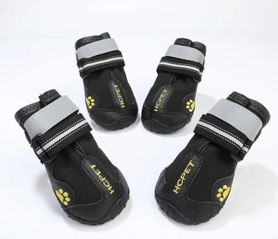Uplift Essentials All Terrain Waterproof Dog Boots High Visibility Reflective Anti Skid Sneakers For Medium To Large Dogs black no.7