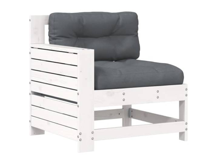 Coespram Gartensofa Holz mit Kissen Weiß 69x62x70,5 cm Sessel Klappbarer Beistelltisch mit Gasdruckfeder und bequeme Polsterung ideal für Terrasse, Veranda oder Balkon.