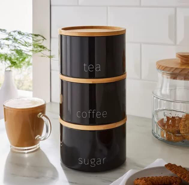 Brambly Cottage Bamboo Jar - Set of 3 Gray 600ml
