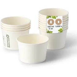 BIOZOYG 50 Stück Eisbecher Dessertbecher Pappbecher To-go-Becher plastikfrei biologisch abbaubar nachhaltig mit Dispersionsbarriere