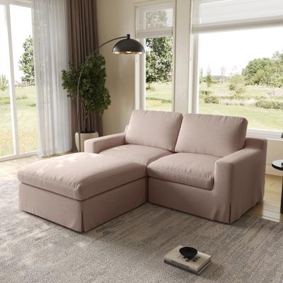HELIA 2-Seater Linen Modern Sectional Sofa , Luxurious Modular Couch with Ottoman