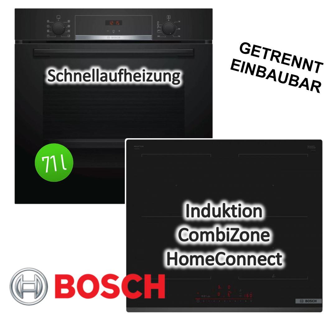 Herdset Bosch Backofen EcoClean Direct mit Induktionskochfeld PowerBooster autark 60 cm