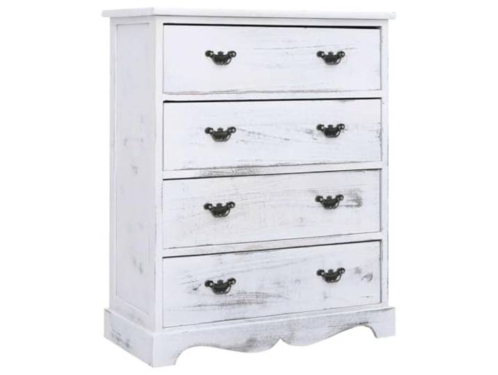 HGFDVCMR Schubladenkommode Weiß 60x30x75 cm Holz Anrichte 4 Schubladen Schmaler Beistellschrank für Flur und Schlafzimmer mit 4 geräumigen Fächern für Notizblöcke, Schlüssel und Dokumente.