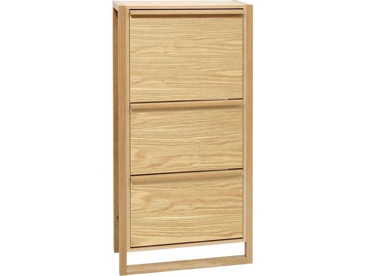 Schuhkommode WOODMAN NewEst , braun (eichefarben), B:67cm H:138cm T:28cm, Sideboards, Schuhkommode, Breite 67 cm, mit 3 Klappen, Holzfurnier aus Eiche, FSC