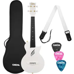 Cascha Ukulele Carbon Fibre White Set (Konzert), Ukulele, Weiss